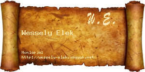Wessely Elek névjegykártya